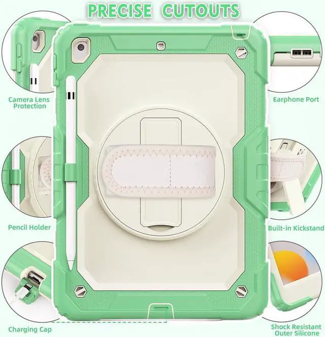 Alt view image 5 of 5 - BONAEVER Case for iPad 9th / 8th / 7th Generation Case for iPad 10.2 Inch 2021 / 2020 / 2019 with Screen Protector Pencil Holder Stand and /Shoulder Strap Protective Cover