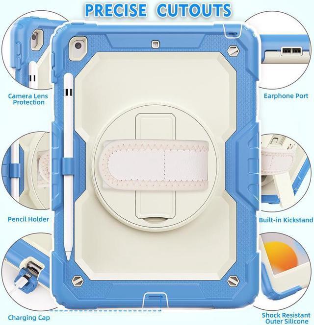 Alt view image 7 of 7 - BONAEVER Case for iPad 9th / 8th / 7th Generation Case for iPad 10.2 Inch 2021 / 2020 / 2019 with Screen Protector Pencil Holder Stand and /Shoulder Strap Protective Cover