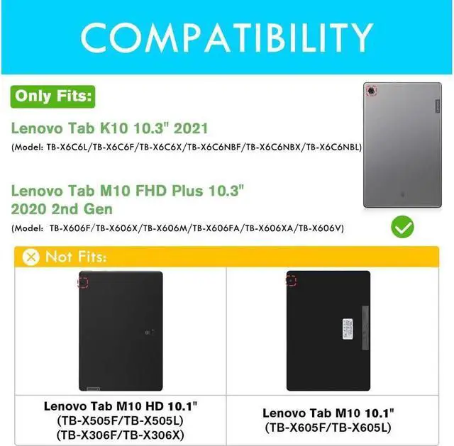 Alt view image 2 of 7 - BONAEVER Case for Lenovo Tab M10 FHD Plus 10.3 inch 2020 2nd Gen / K10 TB-X606F TB-X606X TB-X6C6F TB-X6C6X Shockproof Cover with Stand Shoulder Strap