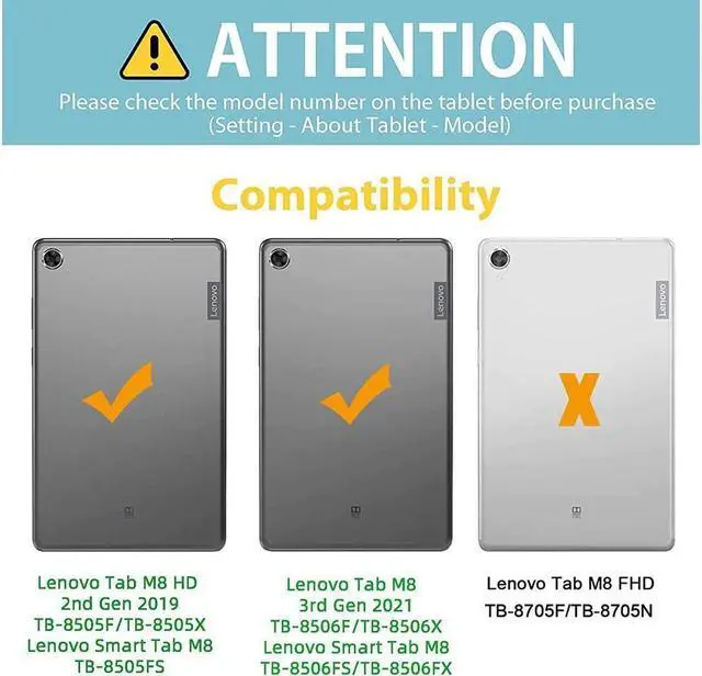 Alt view image 5 of 7 - BONAEVER Case for Lenovo Tab M8 3rd Gen 2021 TB-8506F TB-8506X Cover for Lenovo Tab M8 HD 2nd Gen 2019 TB-8505F TB-8505X / Smart Tab M8 TB-8505FS