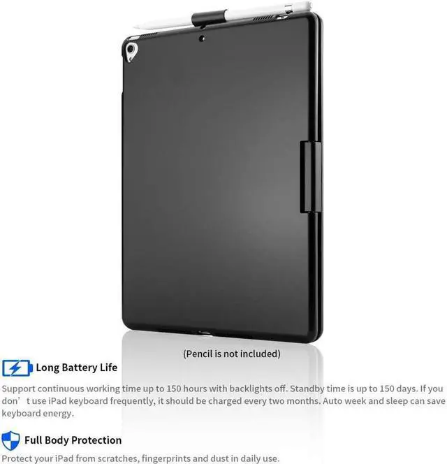 Alt view image 6 of 7 - BONAEVER Touchpad Keyboard case for 10.2 inch iPad 9th Gen 2021/ 8th Gen 2020/ 7th Gen 2019 iPad Air 3 / Pro 10.5 Rotatable Backlit Keyboard with Pencil Holder