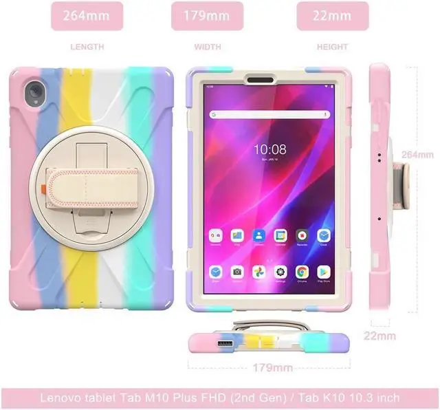 Alt view image 3 of 7 - BONAEVER Case for Lenovo Tab M10 FHD Plus 10.3 inch 2020 2nd Gen / K10 TB-X606F TB-X606X TB-X6C6F TB-X6C6X Shockproof Cover with Stand Shoulder Strap