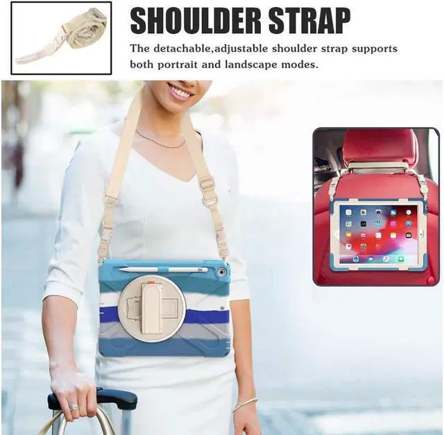 Alt view image 4 of 7 - BONAEVER For iPad 9th 8th 7th Generation 10.2 Case with Pencil Holder Stand and Strap Shoulder Strap Protective Cover for iPad 10.2 inch 2021 2020 2019