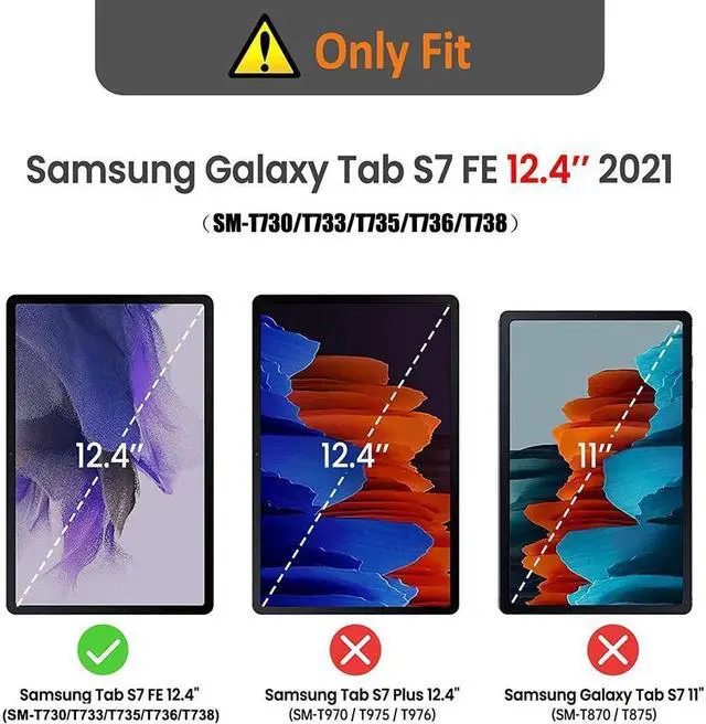 Alt view image 2 of 7 - BONAEVER For Galaxy Tab S7 FE 12.4 inch Case 3-Layer Standructure Case with Rotatable Stand and Shoulder/Hand Strap Model: SM-T730 / T733 / T735 / T736 / T738