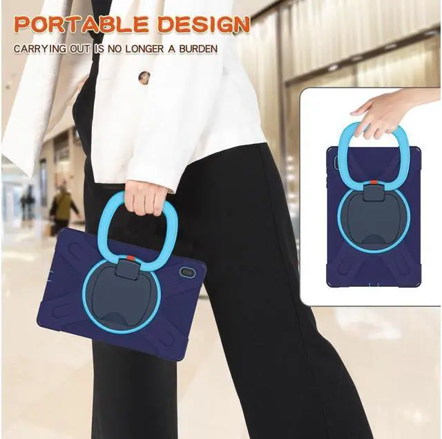 Alt view image 6 of 7 - BONAEVER For Galaxy Tab S7 FE 12.4 inch Case 3-Layer Standructure Case with Rotatable Stand and Shoulder/Hand Strap Model: SM-T730 / T733 / T735 / T736 / T738