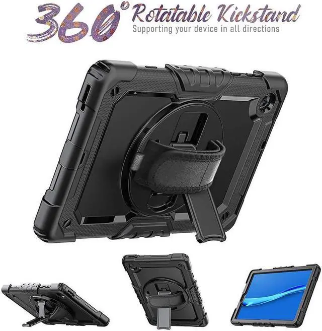Alt view image 2 of 7 - BONAEVER Case for Lenovo Tab M10 Plus 10.3 inch FHD Shockproof Cover with Screen Protector 360° Rotating Hand Strap/ Stand Shoulder Strap for M10 Plus 10.3" TB-X606F/TB-X606X