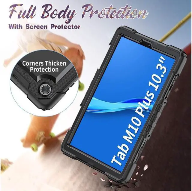Alt view image 3 of 7 - BONAEVER Case for Lenovo Tab M10 Plus 10.3 inch FHD Shockproof Cover with Screen Protector 360° Rotating Hand Strap/ Stand Shoulder Strap for M10 Plus 10.3" TB-X606F/TB-X606X