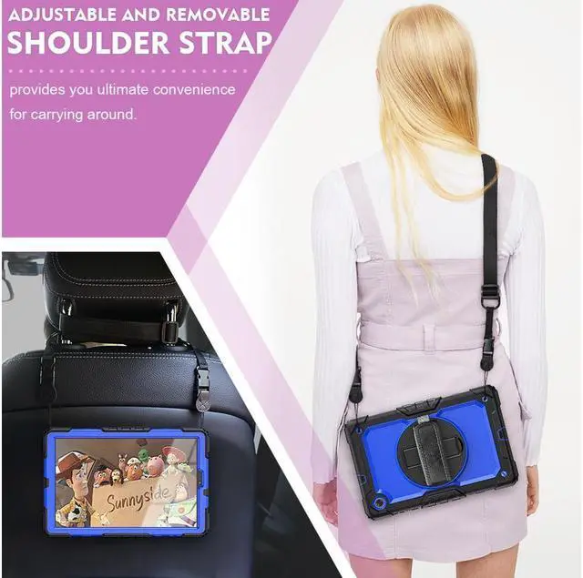 Alt view image 4 of 7 - BONAEVER Case for Lenovo Tab M10 Plus 10.3 inch FHD Shockproof Cover with Screen Protector 360° Rotating Hand Strap/ Stand Shoulder Strap for M10 Plus 10.3" TB-X606F/TB-X606X