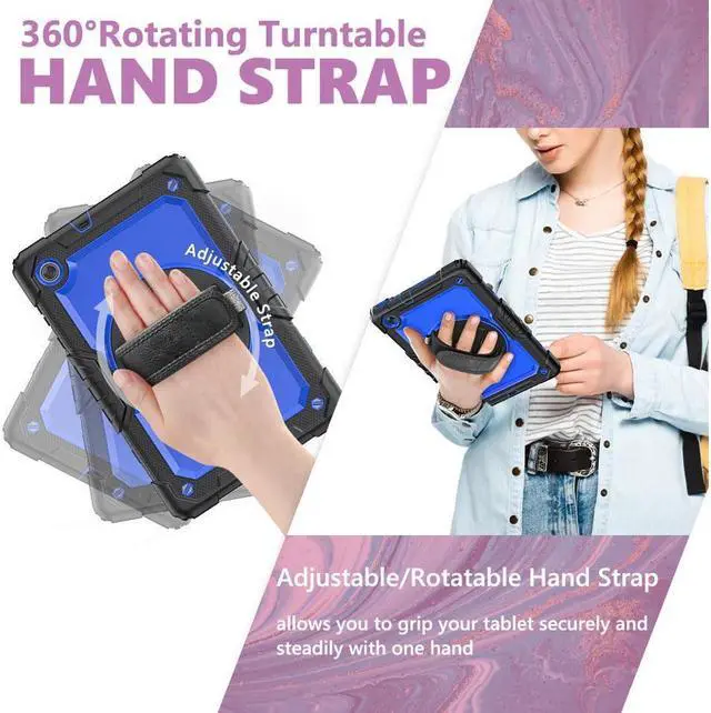 Alt view image 3 of 7 - BONAEVER Case for Lenovo Tab M10 Plus 10.3 inch FHD Shockproof Cover with Screen Protector 360° Rotating Hand Strap/ Stand Shoulder Strap for M10 Plus 10.3" TB-X606F/TB-X606X