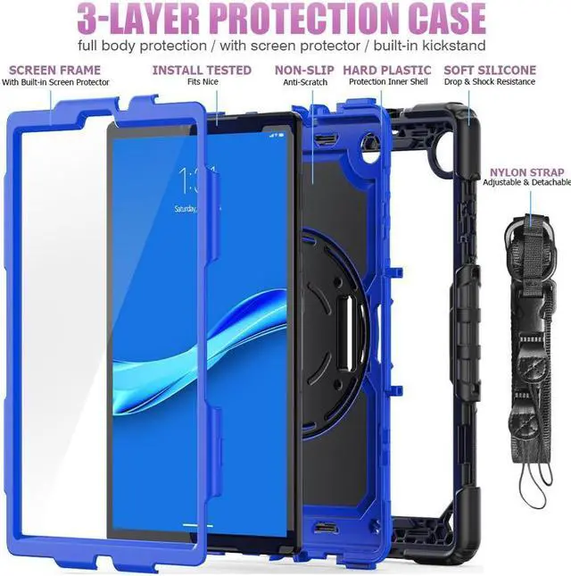 Alt view image 7 of 7 - BONAEVER Case for Lenovo Tab M10 Plus 10.3 inch FHD Shockproof Cover with Screen Protector 360° Rotating Hand Strap/ Stand Shoulder Strap for M10 Plus 10.3" TB-X606F/TB-X606X