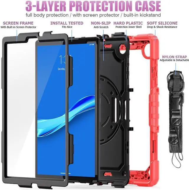 Alt view image 7 of 7 - BONAEVER Case for Lenovo Tab M10 Plus 10.3 inch FHD Shockproof Cover with Screen Protector 360° Rotating Hand Strap/ Stand Shoulder Strap for M10 Plus 10.3" TB-X606F/TB-X606X