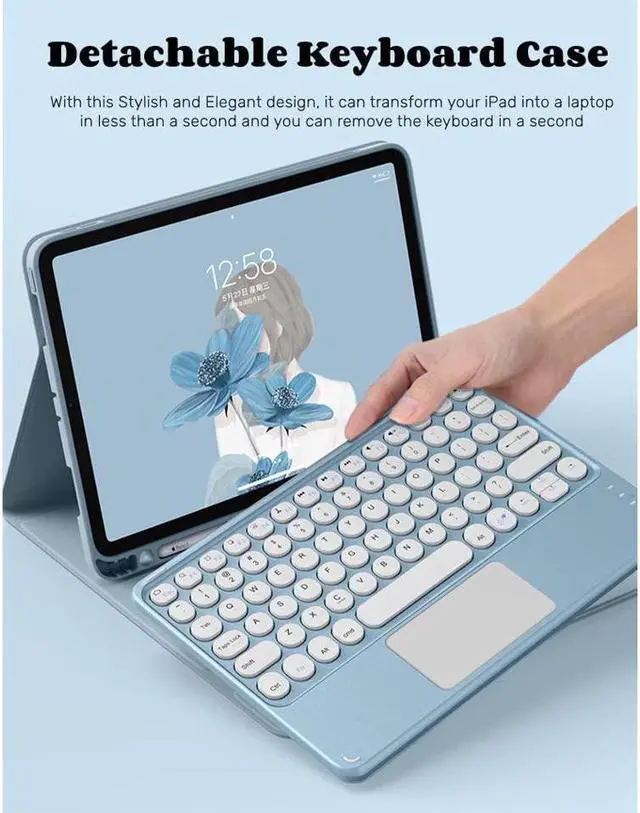 Alt view image 6 of 6 - BONAEVER Keyboard Case for Galaxy Tab S6 Lite 10.4 inch 2022 2020 Model SM-P610 SM-P613 SM-P615 SM-P619 Wireless Keyboard Cover with S Pen Holder Black