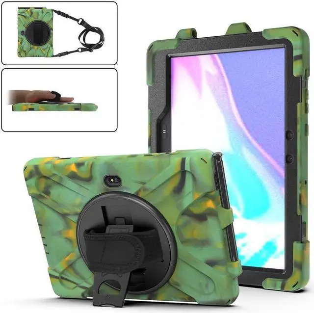 Main image of BONAEVER For Galaxy Tab Active5 Pro 2025/Active4 Pro 2022/Tab Active Pro 2019 10.1 Inch Case Model SM-T630/T638/T540/T547 with S Pen Holder Rotating Stand and /Shoulder Strap Shockproof Cover Camo