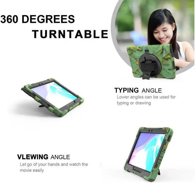 Alt view image 2 of 7 - BONAEVER For Galaxy Tab Active5 Pro 2025/Active4 Pro 2022/Tab Active Pro 2019 10.1 Inch Case Model SM-T630/T638/T540/T547 with S Pen Holder Rotating Stand and /Shoulder Strap Shockproof Cover Camo