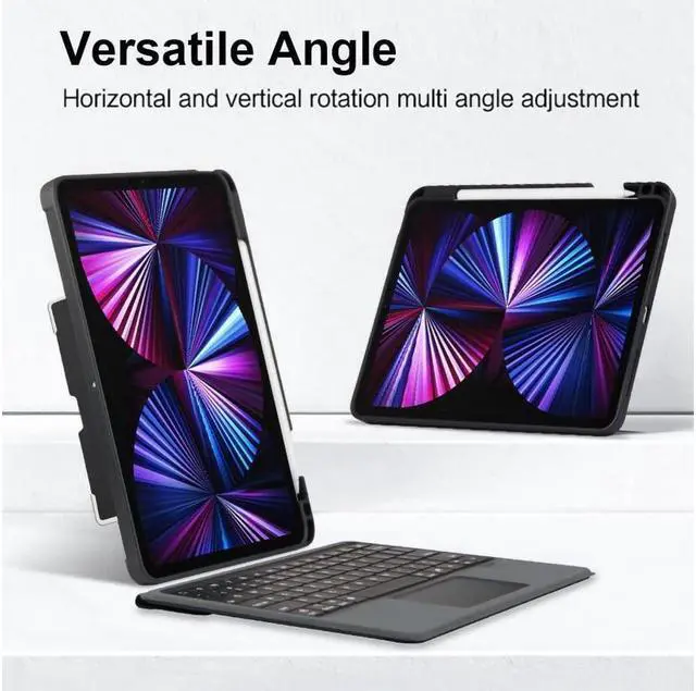 Alt view image 3 of 7 - BONAEVER Touchpad Keyboard Case for iPad Air 11 Inch M3 M2 2025 2024 iPad Pro 11 Inch 2022 2021 2020 2018 iPad Air 5th 4th Gen 10.9 with Pencil Holder Backlit