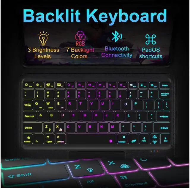 Alt view image 4 of 7 - BONAEVER Touchpad Keyboard Case for iPad Air 11 Inch M3 M2 2025 2024 iPad Pro 11 Inch 2022 2021 2020 2018 iPad Air 5th 4th Gen 10.9 with Pencil Holder Backlit