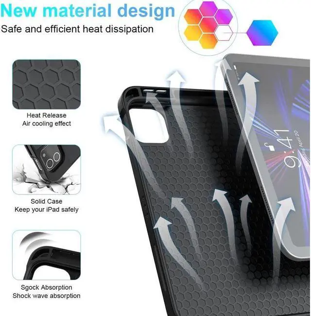 Alt view image 6 of 7 - BONAEVER Touchpad Keyboard Case for iPad Air 11 Inch M3 M2 2025 2024 iPad Pro 11 Inch 2022 2021 2020 2018 iPad Air 5th 4th Gen 10.9 with Pencil Holder Backlit