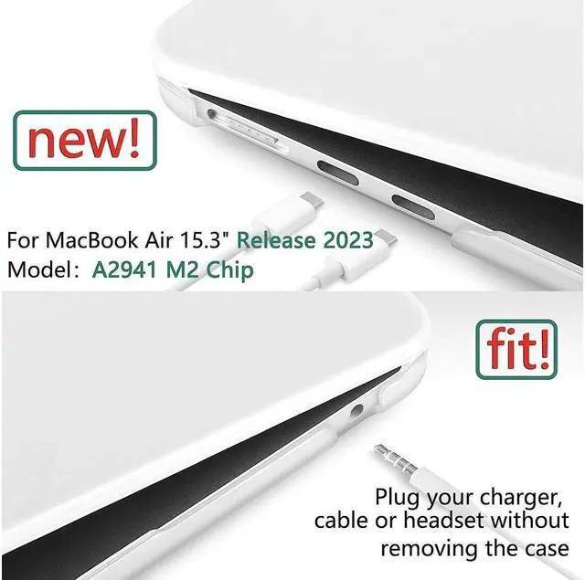 Alt view image 2 of 7 - BONAEVER For Macbook Air 15 inch Case 2025 2024 2023 A3241 M4 A3114 M3 A2941 M2 Ultra Thin Plastic Hard Shell Cover with Keyboard Skin & Type C Adapter