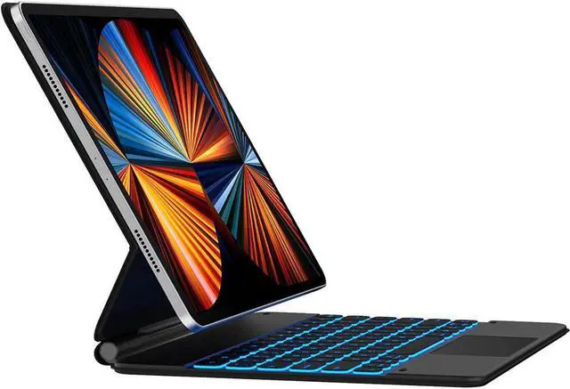 Main image of BONAEVER Floating Cantilever Stand Magnetic Wireless Keyboard Case Compatible with iPad Pro 12.9 inch 2021 2020 2018 5th & 4th & 3rd Gen iPad Case with Multi-Touch Trackpad Backlit Black