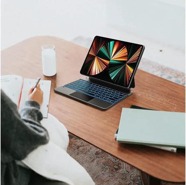 Alt view image 7 of 7 - BONAEVER Floating Cantilever Stand Magnetic Wireless Keyboard Case Compatible with iPad Pro 12.9 inch 2021 2020 2018 5th & 4th & 3rd Gen iPad Case with Multi-Touch Trackpad Backlit Black
