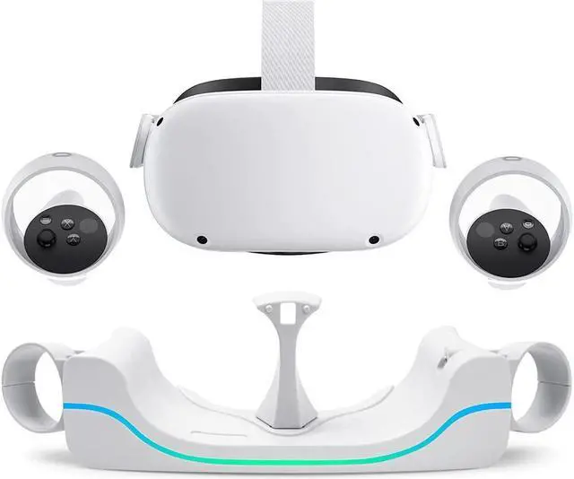 Main image of BONAEVER Charging Dock for Oculus Que Stand 2VR Headset Charging Stand Compatible with Meta Que Stand 2 Accessories Wall Mount Charger Station USB-C Link Cable
