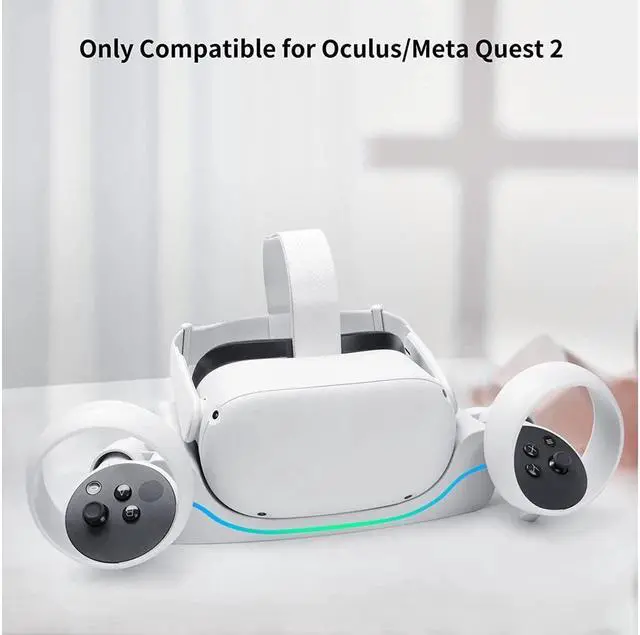 Alt view image 2 of 6 - BONAEVER Charging Dock for Oculus Que Stand 2VR Headset Charging Stand Compatible with Meta Que Stand 2 Accessories Wall Mount Charger Station USB-C Link Cable