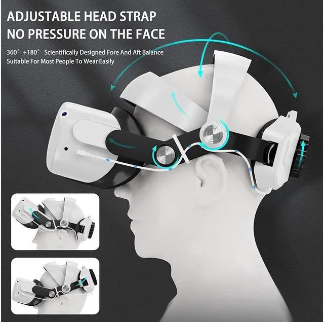 Alt view image 3 of 7 - BONAEVER Elite Strap with Battery for Meta / Oculus Que Stand 2 Head Strap Breathable Comfortable Skin-Friendly Pu Leather Ergonomic Design 5200mAh Adjustable VR Headset Accessories