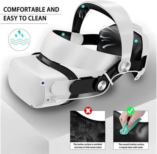 Alt view image 4 of 7 - BONAEVER Elite Strap with Battery for Meta / Oculus Que Stand 2 Head Strap Breathable Comfortable Skin-Friendly Pu Leather Ergonomic Design 5200mAh Adjustable VR Headset Accessories