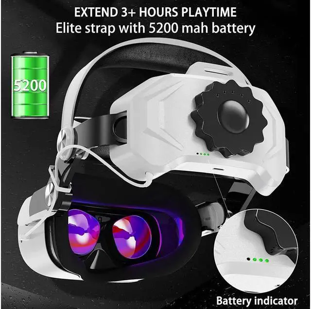 Alt view image 6 of 7 - BONAEVER Elite Strap with Battery for Meta / Oculus Que Stand 2 Head Strap Breathable Comfortable Skin-Friendly Pu Leather Ergonomic Design 5200mAh Adjustable VR Headset Accessories