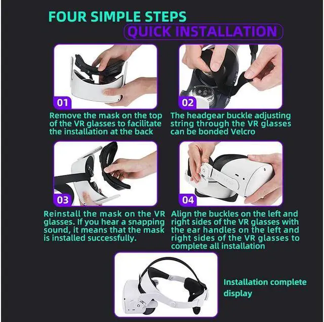 Alt view image 4 of 7 - BONAEVER Head Strap for Oculus Que Stand 2Comefortable-Design Que Stand 2 Head Strap Oculus Que Stand 2 Accessories Replacement for Elite Strap