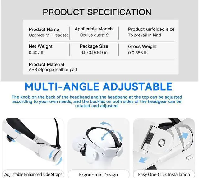 Alt view image 6 of 7 - BONAEVER Head Strap for Oculus Que Stand 2Comefortable-Design Que Stand 2 Head Strap Oculus Que Stand 2 Accessories Replacement for Elite Strap