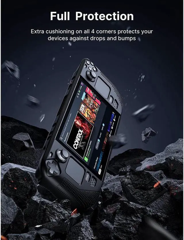 Alt view image 2 of 7 - BONAEVER Protective Case for Steam Deck JSAUX Silicone Soft Cover Protector with Full Protection Shock-Absorption Anti-Scratch Design - Black