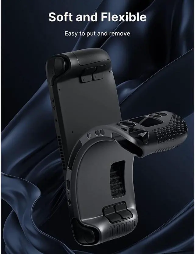 Alt view image 7 of 7 - BONAEVER Protective Case for Steam Deck JSAUX Silicone Soft Cover Protector with Full Protection Shock-Absorption Anti-Scratch Design - Black
