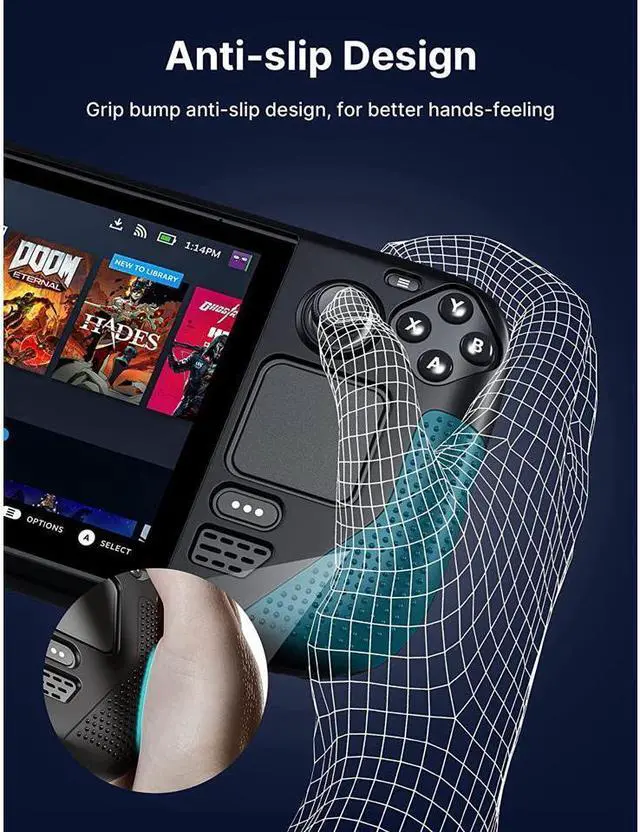Alt view image 6 of 7 - BONAEVER Protective Case for Steam Deck JSAUX Silicone Soft Cover Protector with Full Protection Shock-Absorption Anti-Scratch Design - Black