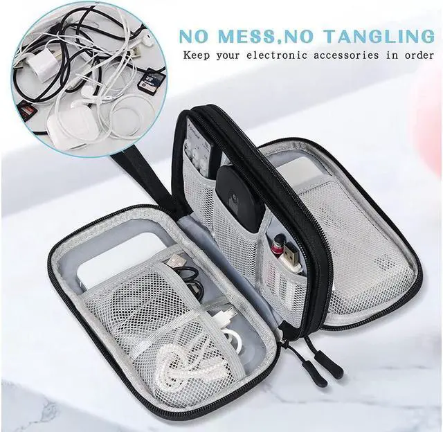 Alt view image 5 of 7 - BONAEVER Electronic Organizer Travel Cable Organizer Bag Pouch Electronic Accessories Carry Case Portable Waterproof Double Layers All-in-One Storage Bag for Cable Cord Charger Phone Earphone