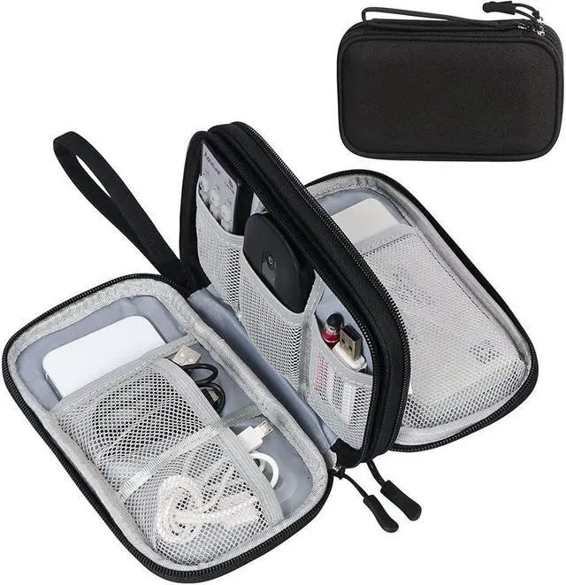 Main image of BONAEVER Electronic Organizer Travel Cable Organizer Bag Pouch Electronic Accessories Carry Case Portable Waterproof Double Layers All-in-One Storage Bag for Cable Cord Charger Phone Earphone