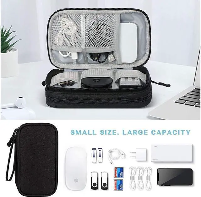 Alt view image 6 of 7 - BONAEVER Electronic Organizer Travel Cable Organizer Bag Pouch Electronic Accessories Carry Case Portable Waterproof Double Layers All-in-One Storage Bag for Cable Cord Charger Phone Earphone