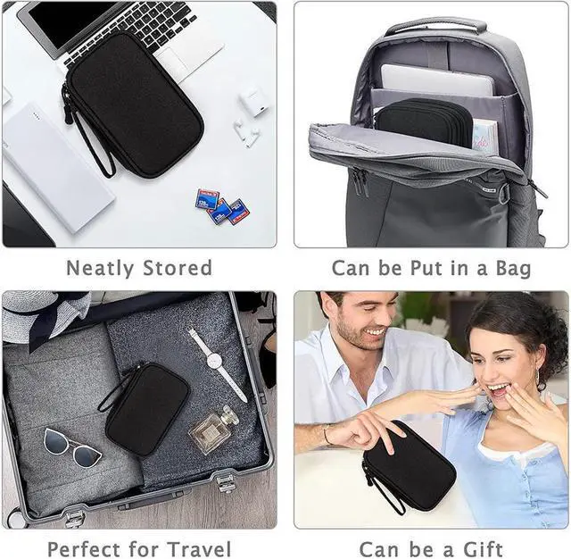 Alt view image 7 of 7 - BONAEVER Electronic Organizer Travel Cable Organizer Bag Pouch Electronic Accessories Carry Case Portable Waterproof Double Layers All-in-One Storage Bag for Cable Cord Charger Phone Earphone