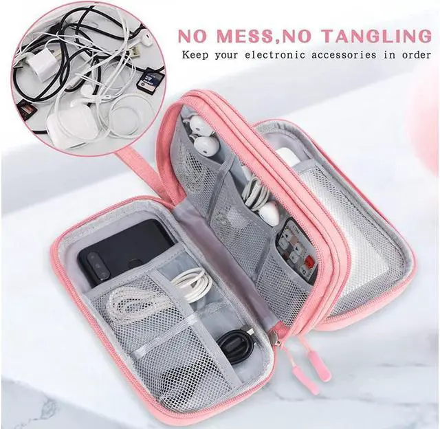 Alt view image 5 of 6 - BONAEVER Electronic Organizer Travel Cable Organizer Bag Pouch Electronic Accessories Carry Case Portable Waterproof Double Layers All-in-One Storage Bag for Cable Cord Charger Phone Earphone