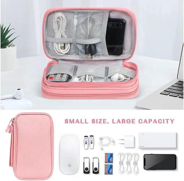 Alt view image 6 of 6 - BONAEVER Electronic Organizer Travel Cable Organizer Bag Pouch Electronic Accessories Carry Case Portable Waterproof Double Layers All-in-One Storage Bag for Cable Cord Charger Phone Earphone