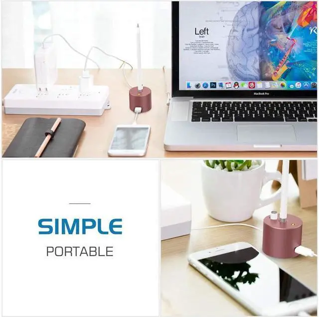 Alt view image 7 of 7 - BONAEVER Charging Stand Compatible for Apple Pencil Portable Desktop Fast Charging Station Charger Dock Pen Holder for Apple iPad Pro Pencil/Pen iPad Pro 12.9 10.5 9.7 iPad 10.2 2019 2021
