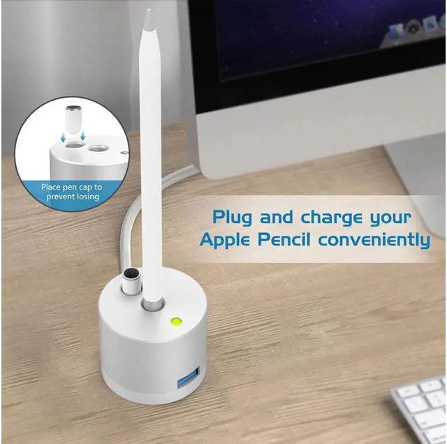 Alt view image 3 of 7 - BONAEVER Charging Stand Compatible for Apple Pencil Portable Desktop Fast Charging Station Charger Dock Pen Holder for Apple iPad Pro Pencil/Pen iPad Pro 12.9 10.5 9.7 iPad 10.2 2019 2021