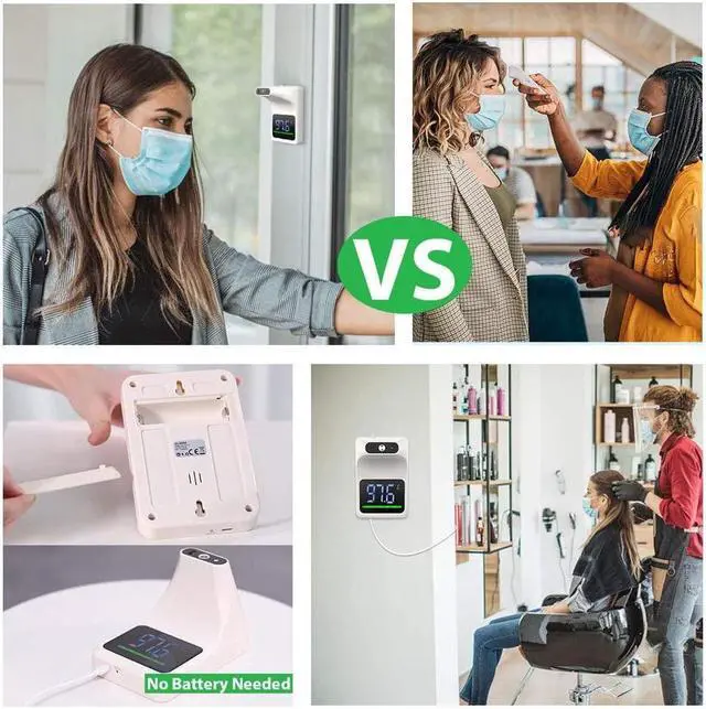 Alt view image 6 of 6 - BONAEVER Wall Mounted Infrared Forehead Thermometer for Adults Non Contact Digital Wall Thermometer with LCD Display Fever Alarm Accurate Instant Reading for Offices Schools Factories