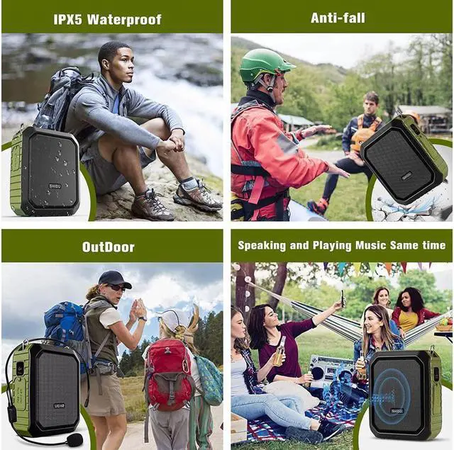 Alt view image 6 of 7 - BONAEVER Bluetooth Voice Amplifier Portable Waterproof Voice Amplifier with Wired Microphone Headset 18W 4400mAh Rechargeable Bluetooth Microphone Speaker for TeachersOutdoorsClassroomFitness