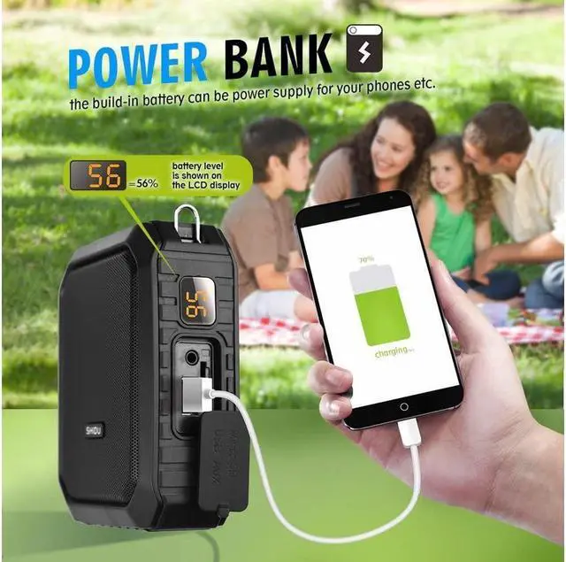 Alt view image 7 of 7 - BONAEVER Bluetooth Voice Amplifier Portable Waterproof Voice Amplifier with Wired Microphone Headset 18W 4400mAh Rechargeable Bluetooth Microphone Speaker for TeachersOutdoorsClassroomFitness