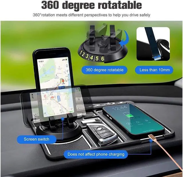 Alt view image 7 of 7 - BONAEVER Non-Slip Phone Pad for 4-in-1 Car Car Dashboard Phone Mat with Temporary Car Parking Card Number Plate Aromatherapy Anti-Shake Pad Universal Phone Holder