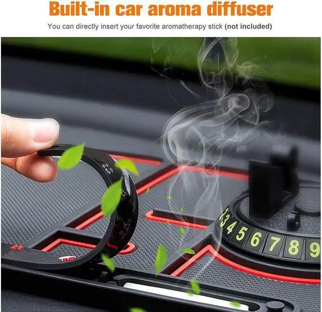 Alt view image 6 of 7 - BONAEVER Non-Slip Phone Pad for 4-in-1 Car Car Dashboard Phone Mat with Temporary Car Parking Card Number Plate Aromatherapy Anti-Shake Pad Universal Phone Holder