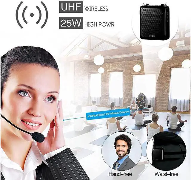 Alt view image 3 of 7 - BONAEVER Bluetooth Voice Amplifier with Microphone Wireless Headset 25W Loudly Personal H sfree Portable Microphone with Speaker Echo Amp Small Pa Systerm for Teachers Classroom Coaches ect