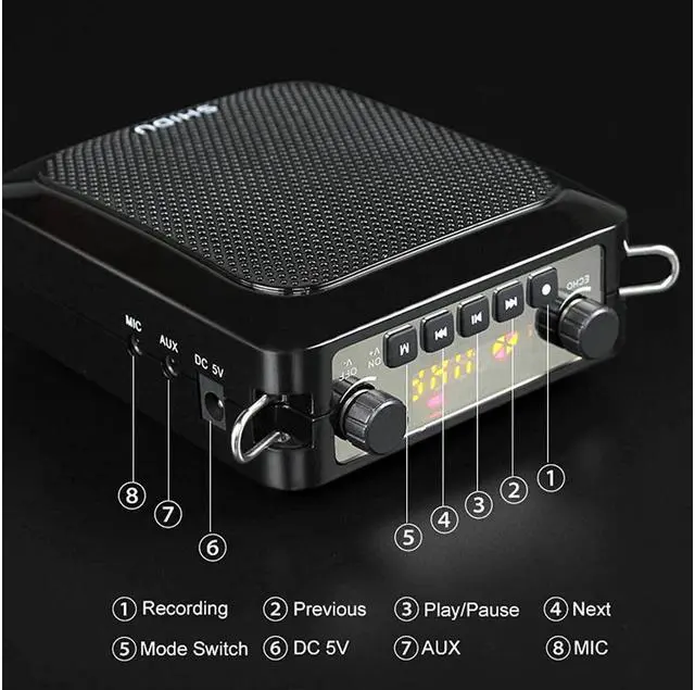 Alt view image 5 of 7 - BONAEVER Bluetooth Voice Amplifier with Microphone Wireless Headset 25W Loudly Personal H sfree Portable Microphone with Speaker Echo Amp Small Pa Systerm for Teachers Classroom Coaches ect