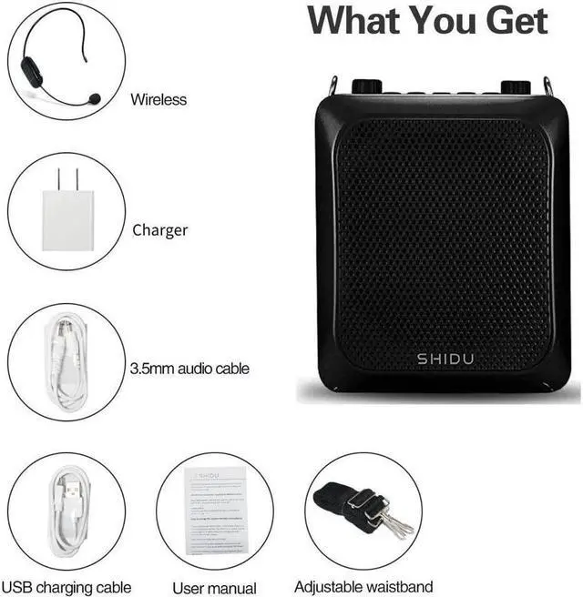 Alt view image 7 of 7 - BONAEVER Bluetooth Voice Amplifier with Microphone Wireless Headset 25W Loudly Personal H sfree Portable Microphone with Speaker Echo Amp Small Pa Systerm for Teachers Classroom Coaches ect